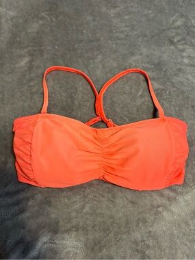 Athleta Coral Orange Bandeau Swim Top with Thin Straps